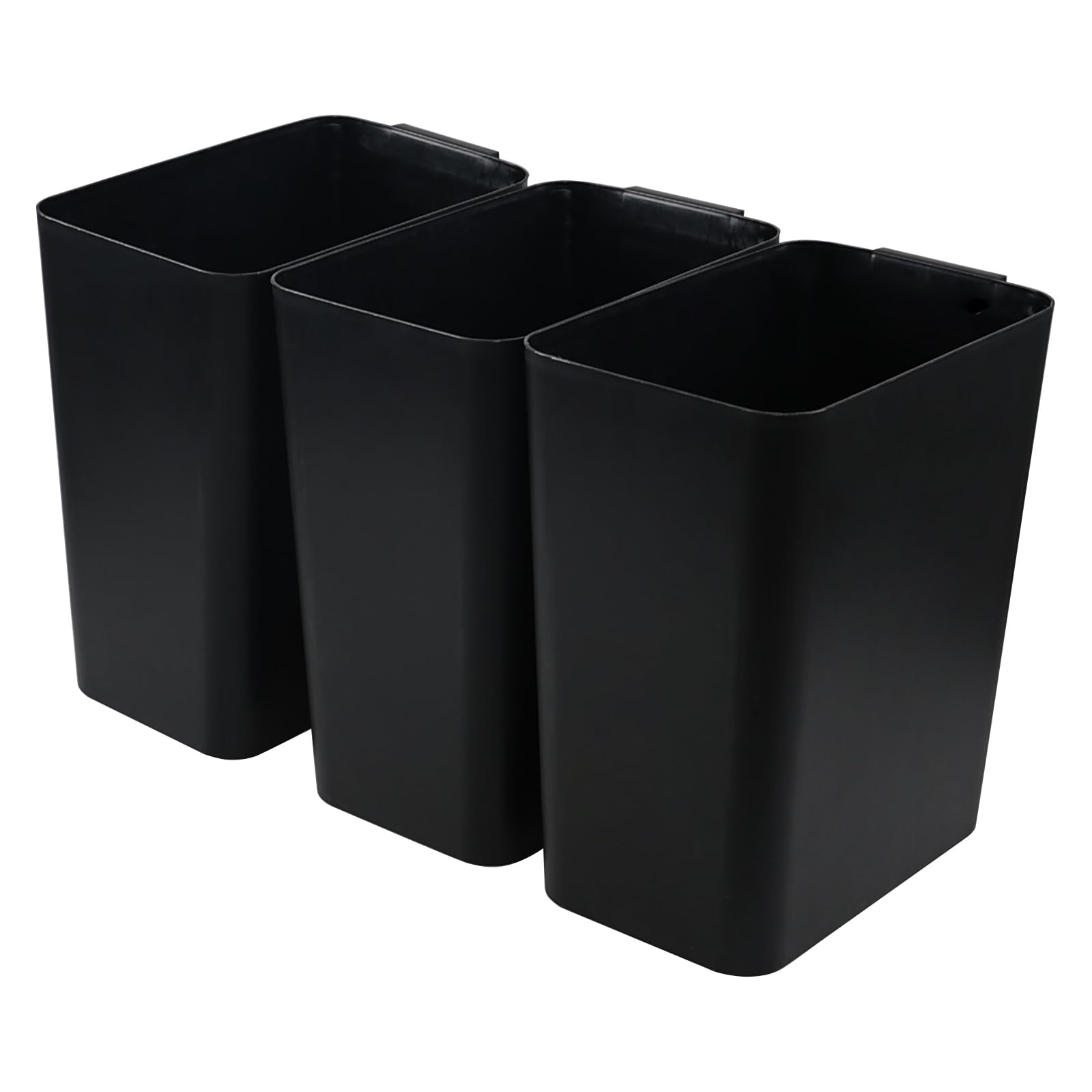 Farmoon 3-Pack Plastic Wastebasket, 16 L Kitchen Office Trash Can, Black