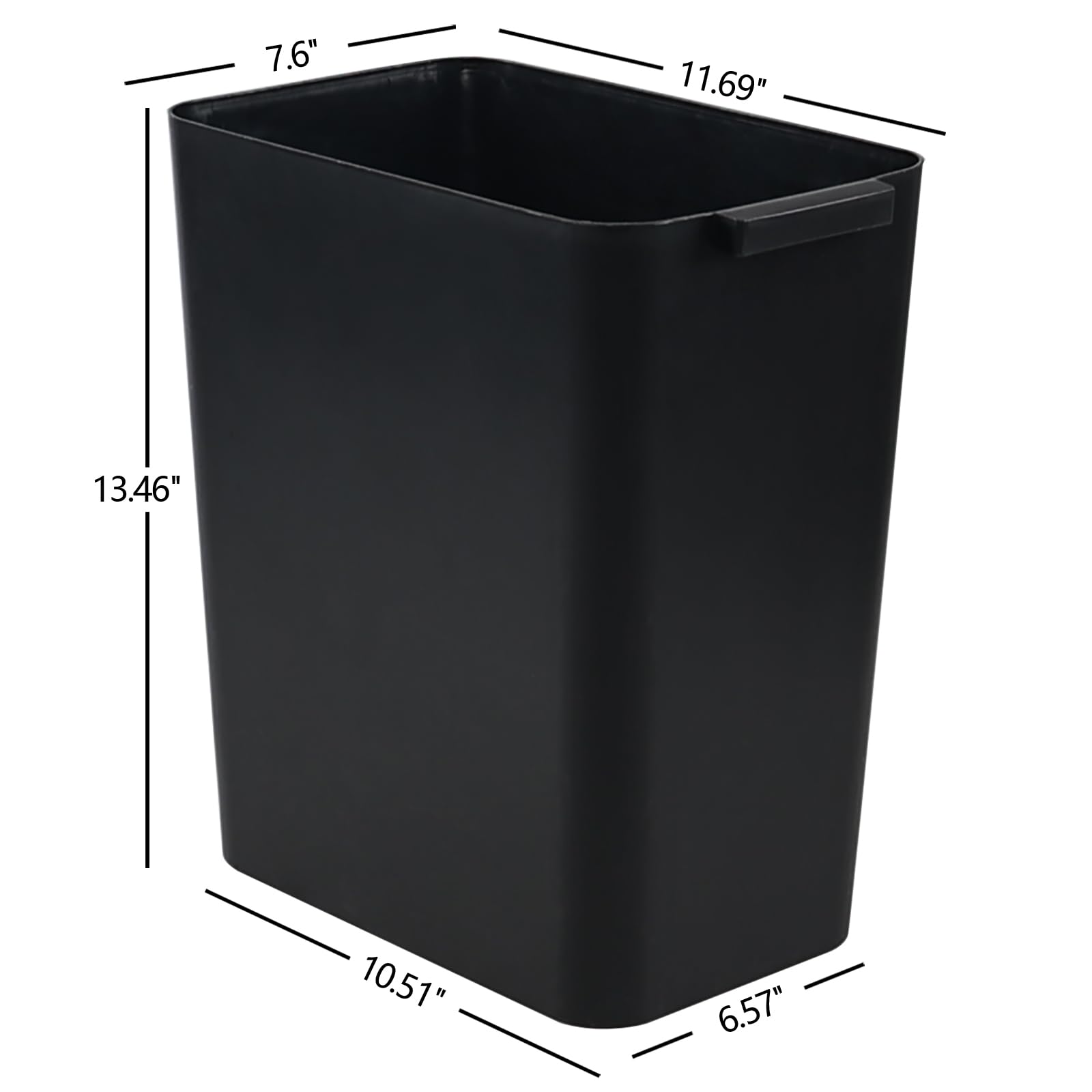 Farmoon 3-Pack Plastic Wastebasket, 16 L Kitchen Office Trash Can, Black