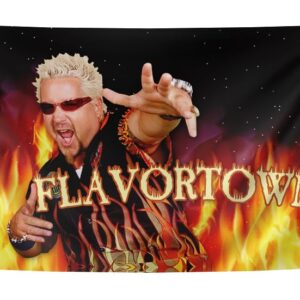 Generic Flavortown Guy Funny Flag 3X5FT Banner,Man Cave Wall Flag for College Dorm Room Frat Outdoor Parties Gift Tailgates,with 4 Brass Grommets.