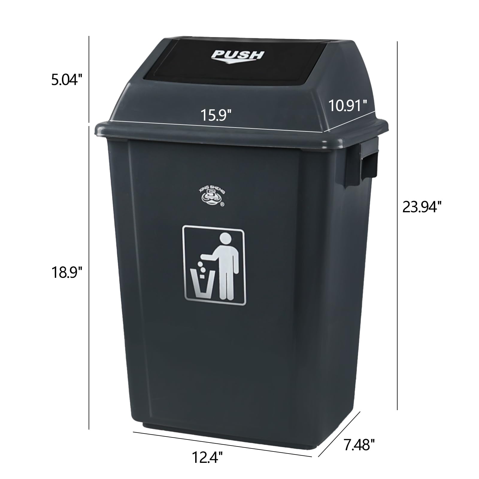 Innouse 13 Gallon Swing Top Trash Can, 4-Pack Large Plastic Kitchen Garbage Can, Gray