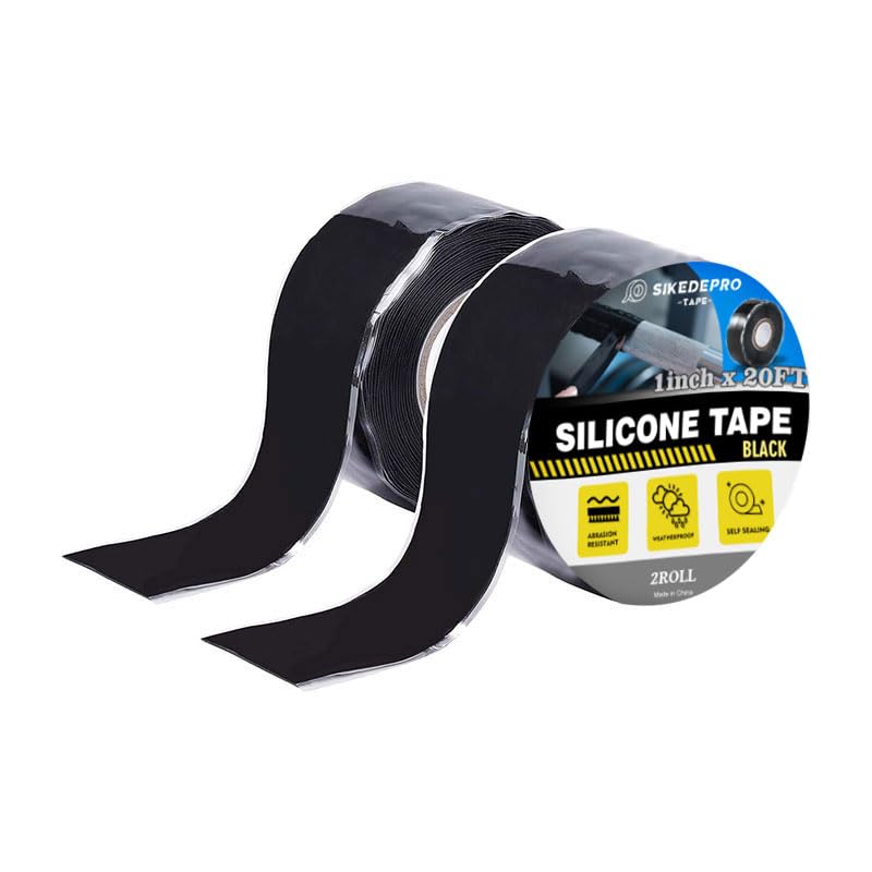 SIKEDEPRO Seal Self Fusing Silicone Tape, 2 Rolls 1inx10' Weatherproof Pipe Repair Tape, Heavy Duty and Leak Proof Rubber Pipe Tape，Flex Seal Tape for Emergency Pipeline Repair/Cable Bandage/（Black）