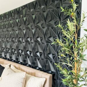 STICKGOO 33 Pack 3D Wall Panels for Interior Wall Decor, Black Diamond Design Accent Wall Decor, 12''x12'' Modern Wall Panels for Gaming Room Bedroom TV Background