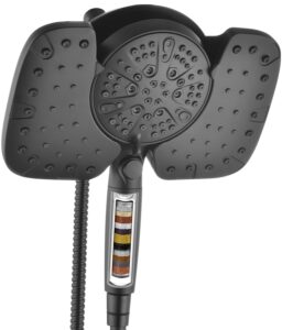 inavamz black shower heads with handheld spray combo 2.5gpm: 10” rainfall shower head & detachable shower head, 10 spray settings handheld shower head with on/off switch and 15-stage filter