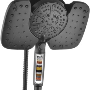 INAVAMZ Black Shower Heads with Handheld Spray Combo 2.5GPM: 10” Rainfall Shower Head & Detachable Shower Head, 10 Spray Settings Handheld Shower Head with ON/OFF Switch and 15-Stage Filter