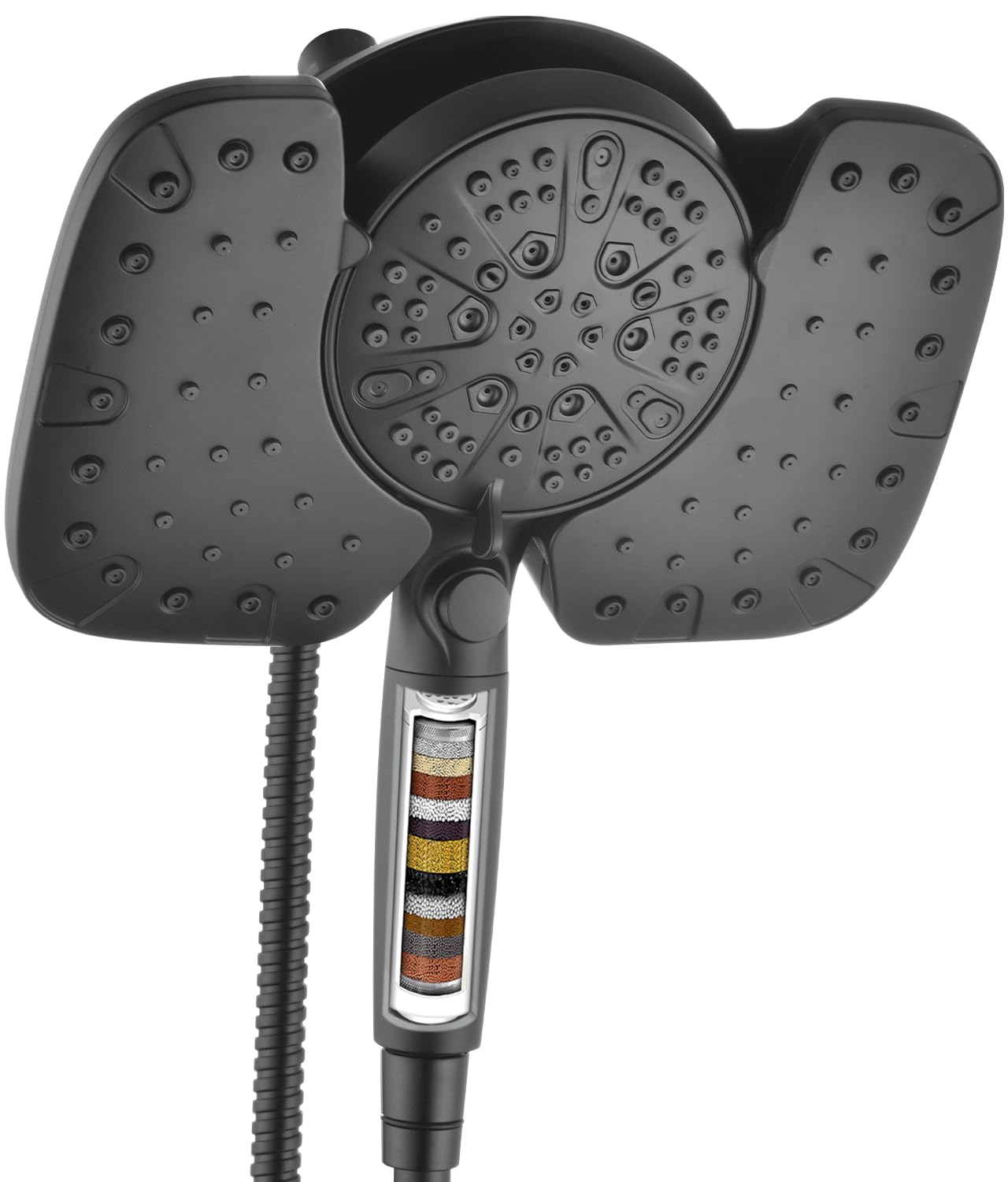 INAVAMZ Black Shower Heads with Handheld Spray Combo 2.5GPM: 10” Rainfall Shower Head & Detachable Shower Head, 10 Spray Settings Handheld Shower Head with ON/OFF Switch and 15-Stage Filter