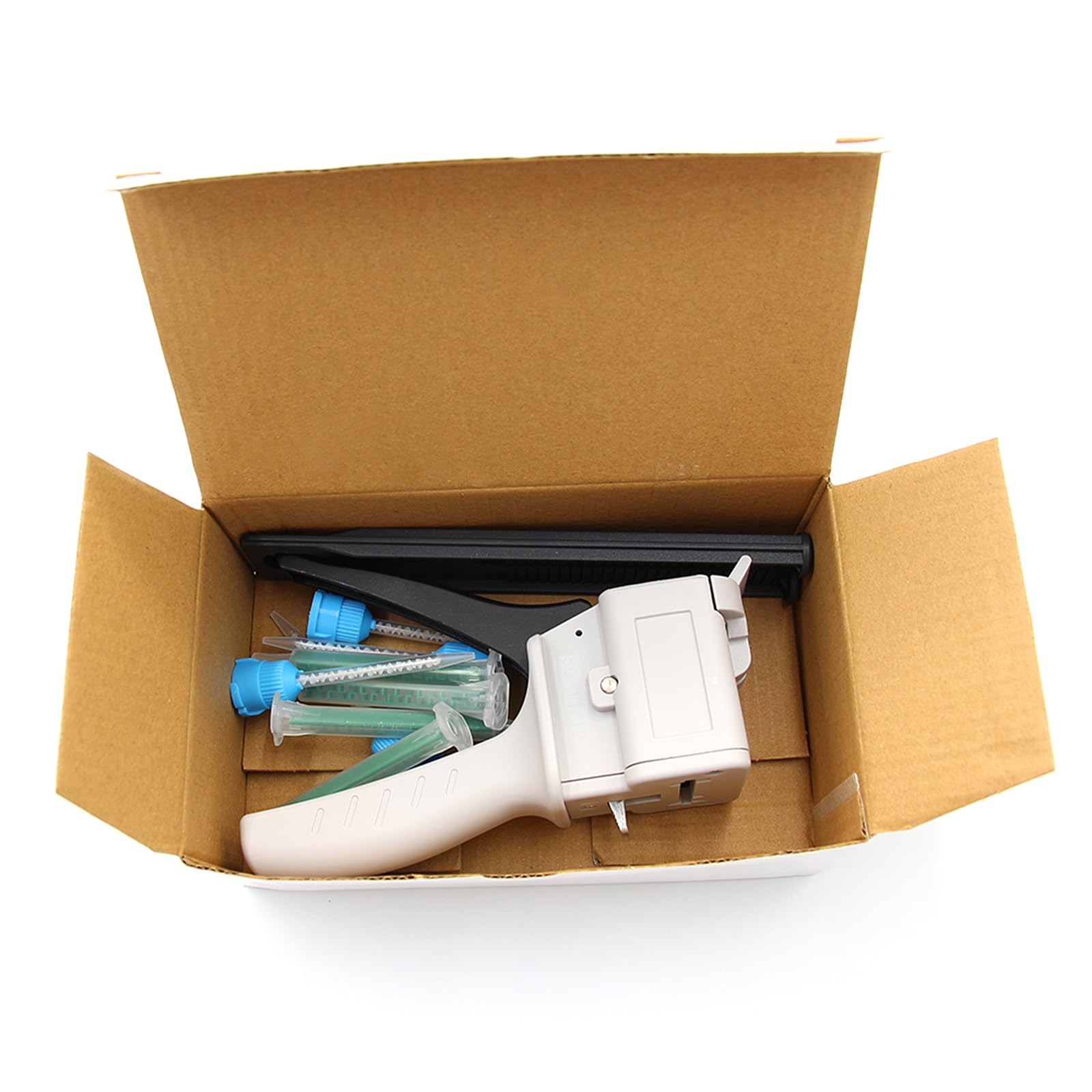 Dispensing gun AB glue gun 50ml two-component glue gun 1:1 epoxy glue gun dispensing gun, suitable for 1:1double cartridges, with 8pcs mixing nozzle