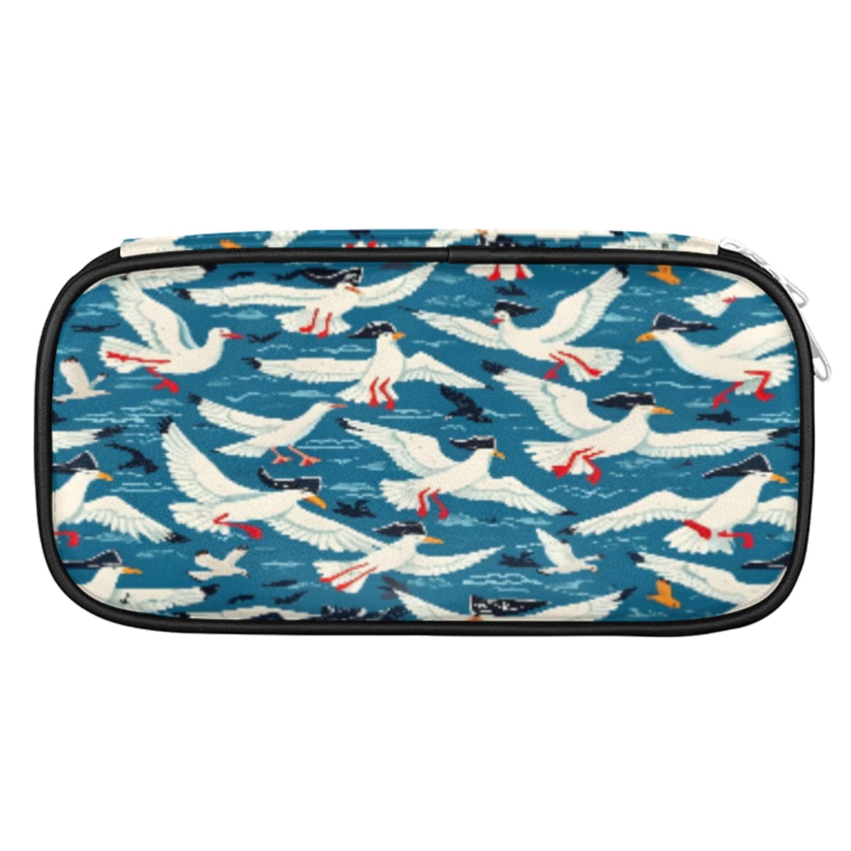 CFERSAN Pencil Case Aesthetic Pouch for Boys Girls Funny Bird Ocean Summer,Cute Kids Special Pen Bag Large Capacity Marker Case Storage with Zippers,Preppy Crayon Box Organizer for School Class