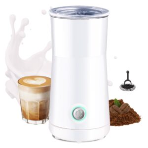 huogary milk forther simple milk frother and steamer 2-in-1 milk steamer with hot milk foam and hot milk for latte, macchiato, cappuccinos (white)