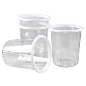 begale 4-pack 2.6 gallon acrylic clear round wastebasket trash can, plastic round garbage container bin for bathroom, bedroom, kitchen, office