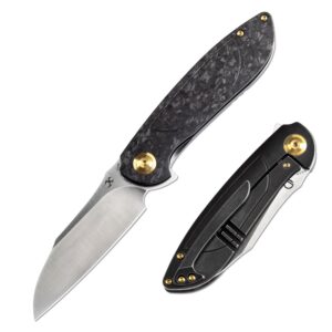 kansept prometheus pocket folding knives for men edc camping folding knife 3.29'' satin cpm s35vn material pocket folding knife with twill carbon fiber handle everyday carry folding knife k1040a1