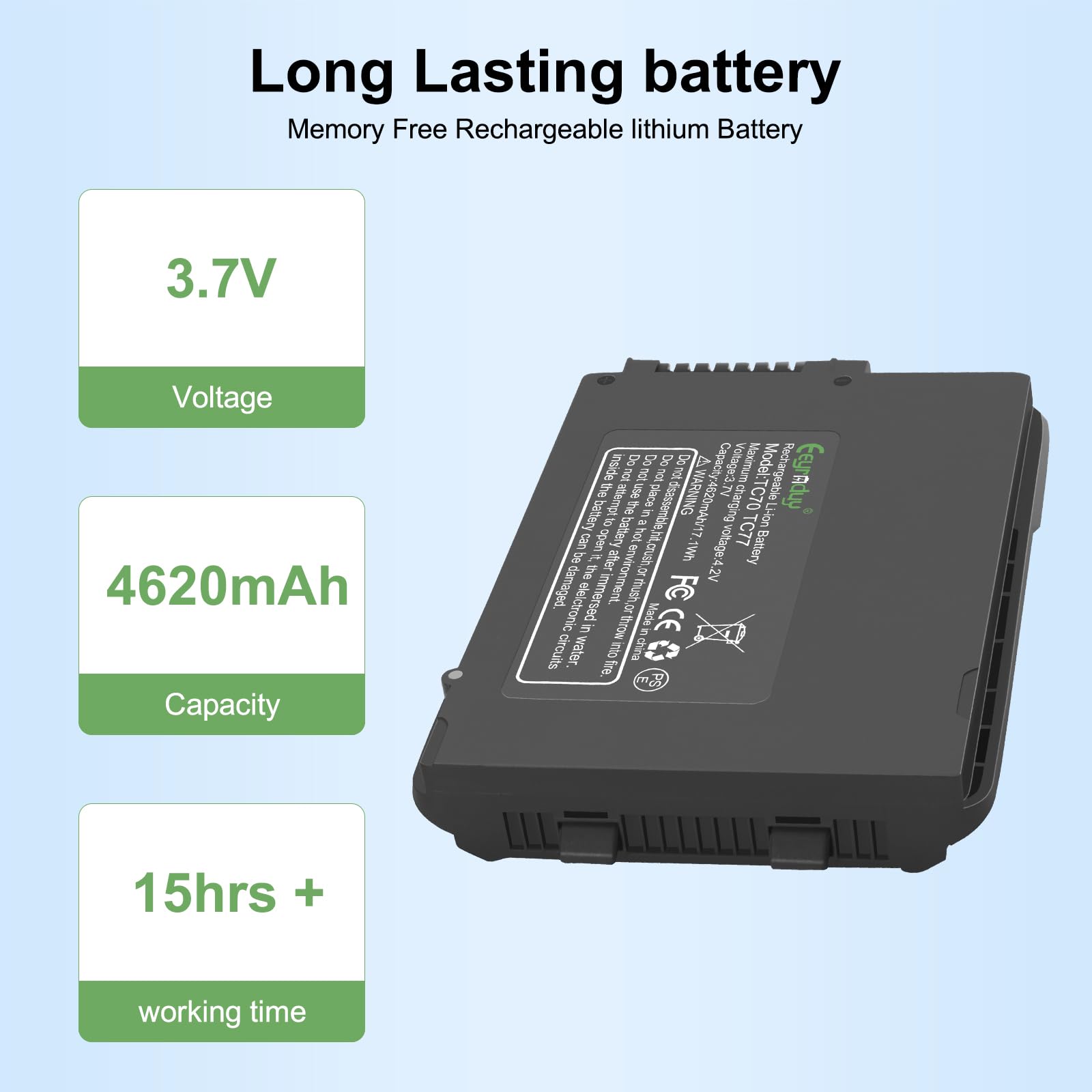 Eeyrnduy 4620mAh Barcode Scanner Battery for Motorola Symbol Zebra TC55 TC70 TC75 TC77 TC700H TC700K TC70X TC720L TC75X Barcode Scanner Replacement Battery BT-000318, BT-000318-01