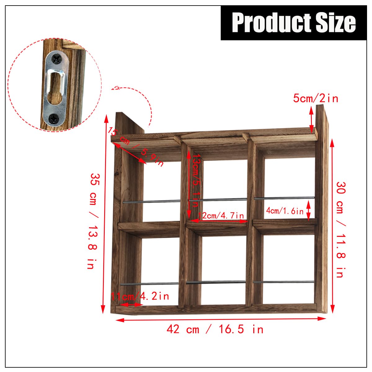 YIYUESHIJIU Coffee Mug Display Rack，Wooden Mug Cup Holder Shadow Box Shelf Wall Mounted cup shelf Mug Display And Organizer With Dustproof top plate (Carbonized)