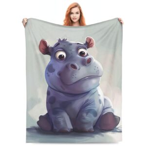 turamurra cute hippo blanket gifts for kids girls boys soft warm lightweight cozy cartoon animal throw blankets for bed sofa living room couch home decor 50"x60"