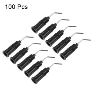 HARFINGTON 100pcs Blunt Tip Dispensing Needles, 20 Gauge 45 Degrees Bent Dispensing Tips 0.4" End Angled Dispenser Needle with Luer Elbow Blunt Needle for Oil or Glue Applicator, Black