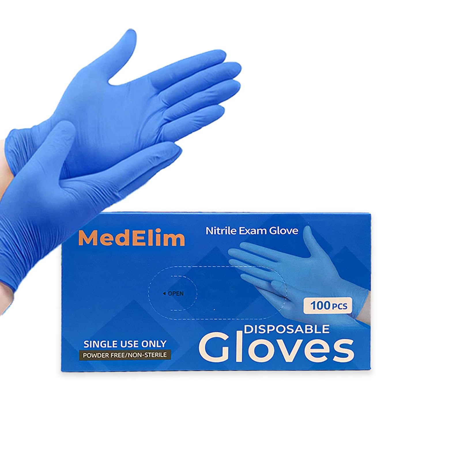 MEDELIM Medical Nitrile Gloves 5 Mil - Cleaning Supplies, Gloves Disposable Latex Free - Ideal for Medical Use, Durable and Safe, Powder-Free, Comfortable Fit for Sensitive Skin