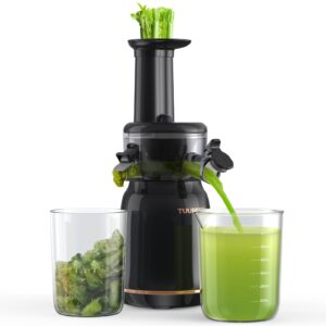 tuumiist juicer machines, cold press juicer for vegetable and fruit with upgraded slow juicing technology, powerful motor and reverse function, compact size for space-saving juicer, black gold