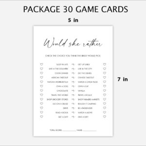 stizak Minimalism Bridal Shower Games, Would She Rather Games, 5 x 7 Inches, Wedding Shower Games, Bridal Shower, Bridal Shower Game Cards (xcbbs08)