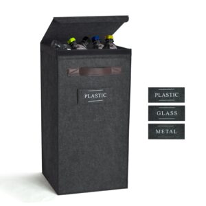 rolheit recycling bin for kitchen indoor recycle bin-recycling bin with lid (dark grey)