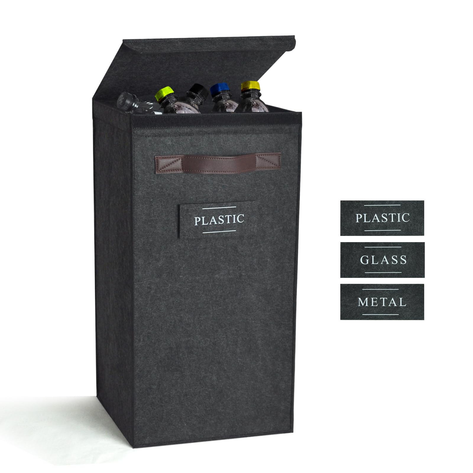 Rolheit Recycling Bin for Kitchen Indoor Recycle Bin-Recycling Bin with Lid (Dark Grey)