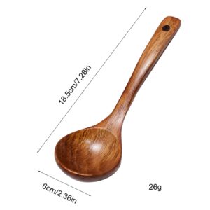 YPBEW Wood Soup Spoon Wooden Long Soup Ladle Rice Sugar Spoon Porridge Spoon Natural Wooden Spoon For Eating Mixing Wooden Porridge Spoon