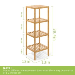 OUTREE 4-Tier Bamboo Shelf, Bamboo Bookshelf, Freestanding Storage Stand, Bathroom Storage Organizer for Living Room, Bedroom, Office, Bathroom, Study Room, Easy Assembly