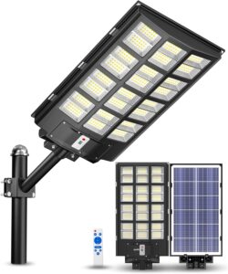 ofuray 4800w solar street lights outdoor,460000lm solar security flood lights parking lot lights commercial dusk to dawn, 6500k waterproof led with remote control motion for street,court,barn