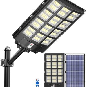 Ofuray 4800W Solar Street Lights Outdoor,460000Lm Solar Security Flood Lights Parking Lot Lights Commercial Dusk to Dawn, 6500k Waterproof Led with Remote Control Motion for Street,Court,Barn