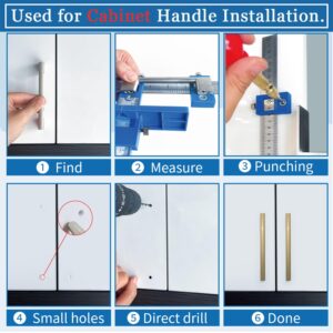 King&Charles Cabinet Hardware Jig, Cabinet Handle Jig + Automatic Hole Punch + Point Drill Bits, Cabinet Jig for Handles and Pulls on Drawers/Cabinets, Cabinet Hardware Template Tool Perfect Set.