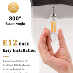 DORESshop Led Light Bulb, 40W Equivalent E12 Light Bulbs Led Light Bulb, Edison Bulbs, Chandelier Light Bulbs, Non-dimmable C35 Edison Filament Candle Bulbs, Soft White Light Bulbs 2700K,Decorative