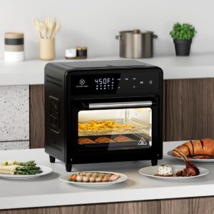 Kitchen Elite Air Fryer Toaster Oven Combo, 12.6 QT Stainless Steel Airfryer 10 in 1, Convection Oven Countertop 450°F, Non-Toxic for Bake, Roast, Reheat, Broiler, Dehydrate with Digital Touch Screen