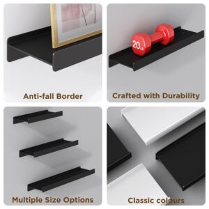 dancrul Floating Shelves for Wall, Wall Mounted Shelves with Lip for Storage, Metal Display Shelves for Home Decor, Kitchen/Living Room/Bedroom/Bathroom Shelves, Black 20 inch 2 Pack