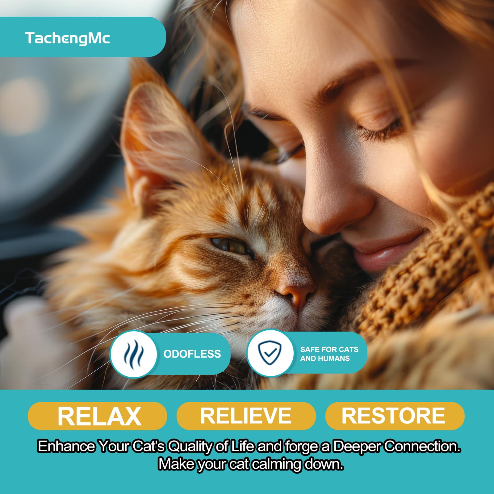 TachengMc Cat Calming Diffuser, Cat Pheromones Calming Diffuser with 2 Diffuser + 4 Refill 48ml, 6-in-1 Cat Anxiety Relief Cat Pheromone Diffuser Kit 120 Days, Pheromone Diffuser to Calm Cats