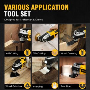 Alloyman 20V Cordless Brushless Oscillating Tool, 19000OPM, 3° Oscillating Angle MultiTool, 6 Variable Speed, Quick Change, LED, 2000mAh Battery, 24 Pcs Multitool Saw for Cutting/Grinding/Sanding