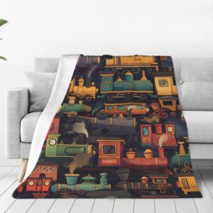 Turamurra Train Blanket Gifts for Kids Boys Soft Warm Lightweight Cozy Funny Train Car Throw Blankets for Bed Sofa Living Room Couch Home Decor 50"x60"