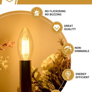 DORESshop Led Light Bulb, 40W Equivalent E12 Light Bulbs Led Light Bulb, Edison Bulbs, Chandelier Light Bulbs, Non-dimmable C35 Edison Filament Candle Bulbs, Soft White Light Bulbs 2700K,Decorative