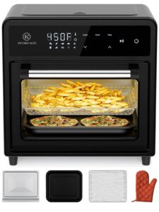 kitchen elite air fryer toaster oven combo, 12.6 qt stainless steel airfryer 10 in 1, convection oven countertop 450°f, non-toxic for bake, roast, reheat, broiler, dehydrate with digital touch screen