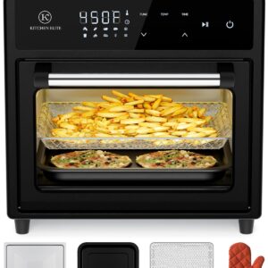 Kitchen Elite Air Fryer Toaster Oven Combo, 12.6 QT Stainless Steel Airfryer 10 in 1, Convection Oven Countertop 450°F, Non-Toxic for Bake, Roast, Reheat, Broiler, Dehydrate with Digital Touch Screen