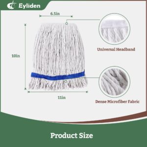 Eyliden 3 Pack Mop Heads Replacement, Universal Commercial Mops for Floor Cleaning, Looped-End Cotton Mop Head Refills for Multi-Surface, Home Industrial Wood Tile