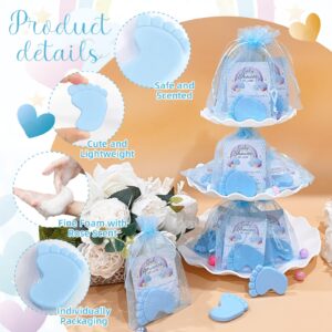 SytuHete 50 Sets Baby Shower Favors Refreshing Foot Soap Perfect Baby Shower Favors for Guests, Gifts, and Prizes with Organza Bags Thanks Cards (Blue)