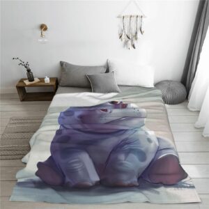 Turamurra Cute Hippo Blanket Gifts for Kids Girls Boys Soft Warm Lightweight Cozy Cartoon Animal Throw Blankets for Bed Sofa Living Room Couch Home Decor 50"x60"