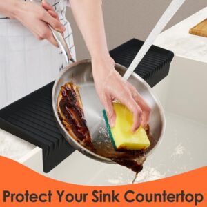 Sink Edge Protectors for Kitchen Sink, Silicone Sink Splash Guard for Kitchen and Bathroom, Protect Countertop from Scratches, Stains, Splashes, Kitchen Sink Protector Stainless Steel Granite Quartz