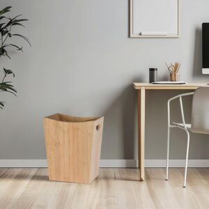 Bamboo Trash can，11.8" x 9.8" x 6"Small Waste Basket with Handles，Wooden Trash cans are Suitable for Offices, Bedrooms, Kitchens, and bathrooms