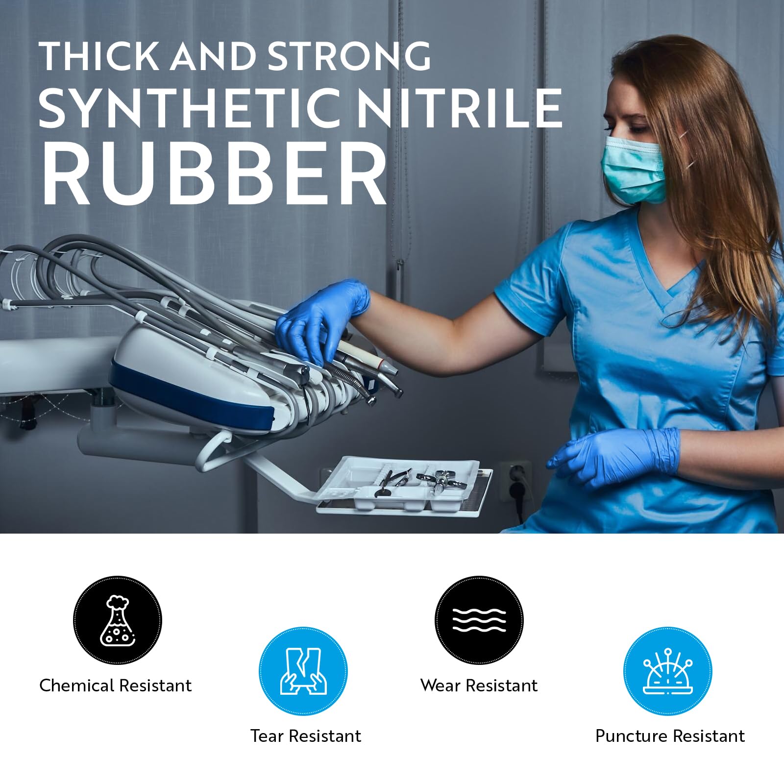 MEDELIM Medical Nitrile Gloves 5 Mil - Cleaning Supplies, Gloves Disposable Latex Free - Ideal for Medical Use, Durable and Safe, Powder-Free, Comfortable Fit for Sensitive Skin