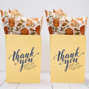 JarThenaAMCS 60 Sheet Fall Tissue Paper Pumpkin Leaves Floral Gift Wrapping Paper Autumn Harvest Decorative Art Paper for Thanksgiving DIY Crafts Birthday Party Supplies, 14 x 20 Inch