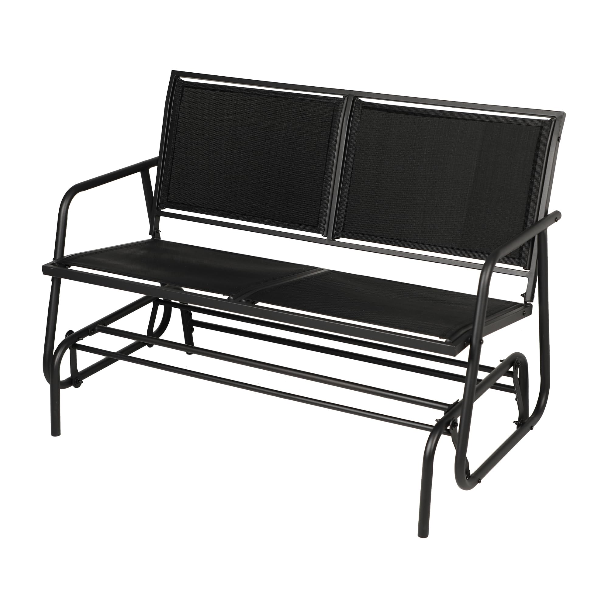 Incbruce Patio Rocking Chair with Textilene Fabric Outdoor Glider Bench for 2 Person, Seating Loveseat Steel Frame for Porch, Patio, Garden (Black)