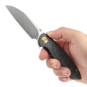 KANSEPT Prometheus Pocket Folding Knives for Men EDC Camping Folding Knife 3.29'' Satin CPM S35VN Material Pocket Folding Knife with Twill Carbon Fiber Handle Everyday Carry Folding Knife K1040A1