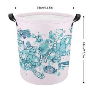 GACTIVITY Tropical Fish and Sea Turtle Laundry Hamper,Laundry Basket,Waterproof Storage Bin for Bedroom,Clothes Organizer Basket,Toys Box,Room Decor