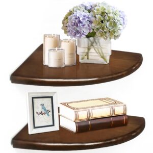 sopicoz corner shelf 9 inch wood wall mounted shelf 2 pack, floating shelves, display shelves, hanging shelves, decorative wall shelves, racks for living room, bedroom (brown, 9 inch)