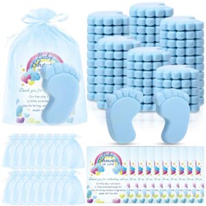 sytuhete 50 sets baby shower favors refreshing foot soap perfect baby shower favors for guests, gifts, and prizes with organza bags thanks cards (blue)