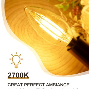 DORESshop Led Light Bulb, 40W Equivalent E12 Light Bulbs Led Light Bulb, Edison Bulbs, Chandelier Light Bulbs, Non-dimmable C35 Edison Filament Candle Bulbs, Soft White Light Bulbs 2700K,Decorative